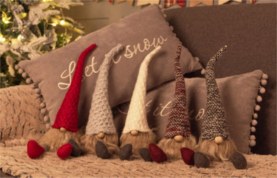 St Helens Home and Garden Festive Red Knitted Christmas Sitting Gonk Decoration - 6