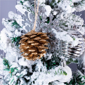 St Helens Home and Garden Hanging Gold Tipped  Pine Cone Christmas Tree Decoration - Pack of 6