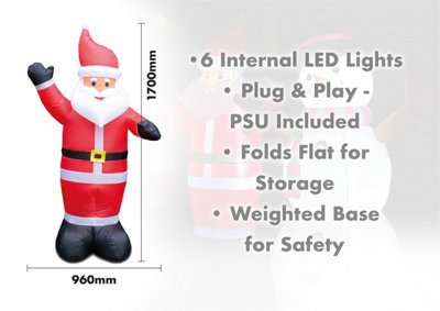St Helens Home and Garden Inflatable Father Christmas with LED Lights 170cm Height
