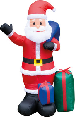 St Helens Home and Garden Inflatable Father Christmas with Presents and LED Lights 150cm Height