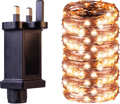 St. Helens Home and Garden Mains Copper Wire 200 Warm White LED String Light with Programme Controller 20m