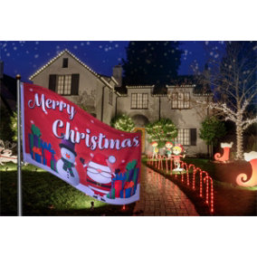 St Helens Home And Garden Merry Christmas Outdoor Garden Flag Decoration - Red