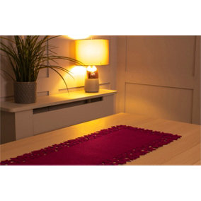 St Helens Home and Garden Rectangular Felt Table Runner with Openwork Star and Snowflake Design Maroon