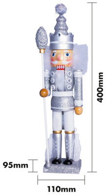 St Helens Home and Garden Silver Nutcracker with Staff Christmas Decoration