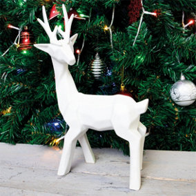 St Helens Home and Garden White Glitter Reindeer