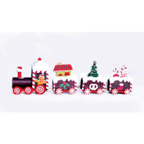 St Helens Home and Garden Wooden Christmas Pudding Train Set Decoration