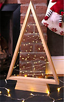 St Helens Home and Garden Wooden Self Assembly Battery Powered Christmas Tree with 60 LED's