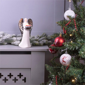 St Helens Home & Garden Ceramic Winged Angel Tealight Holder Silver