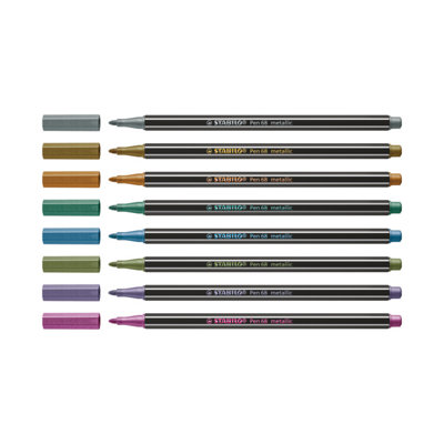 Stabilo KPop Demon Hunters Pen 68 Metallic Fibre Tip Pens Golden Pack of 8