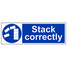 Stack Correctly Machinery Safety Sign - Rigid Plastic - 300x100mm (x3)