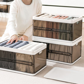 Stackable  Clothes Storage Boxes with Lids Storage Bins with 7 Partitions