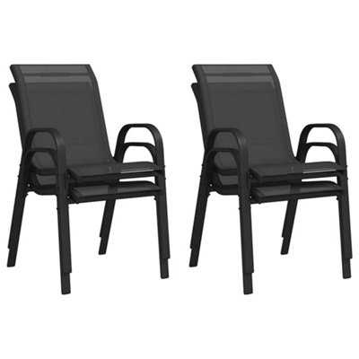 Stackable Garden Chairs 4 pcs Black Textilene Fabric