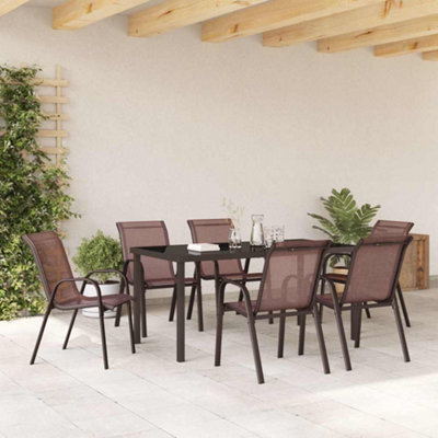 Stackable Garden Chairs 6 pcs Brown Textilene Fabric