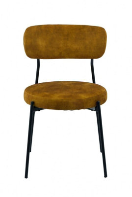 Stackable Glenn Dining Chairs (Pack of 2) - Velvet - L52 x W52 x H78 cm - Mustard