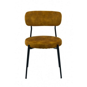 Stackable Glenn Dining Chairs (Pack of 2) - Velvet - L52 x W52 x H78 cm - Mustard