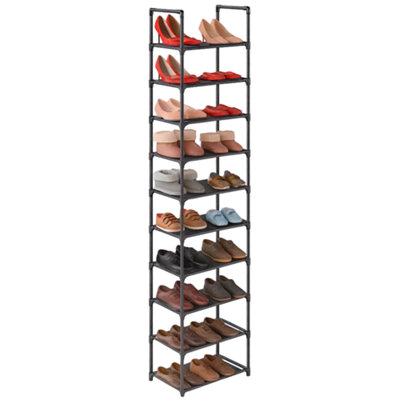 Stackable Shoe Rack 10 Tier Storage Stand Metal Frame and Fabric ...