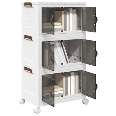 Stackable Storage Box with Wheels 3-Tier 28 L 48.5x29.5x86 cm