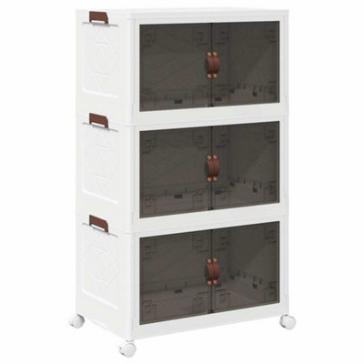 Stackable Storage Box with Wheels 3-Tier 75 L 64x39.5x110.5 cm