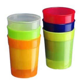 Stackable Tumblers Multicoloured Unbreakable Plastic Pack of 6