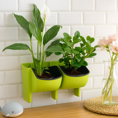 Stackable Wall Planter with 2 Pockets - Green Vertical Garden Wall ...