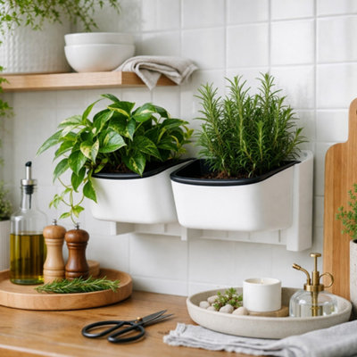 Stackable Wall Planter with 2 Pockets - White Vertical Garden Wall ...