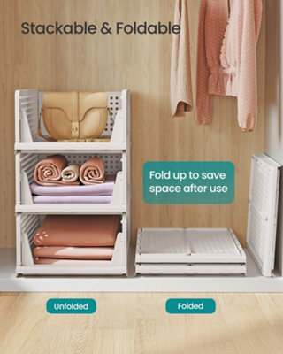 Stackable Wardrobe Storage, Foldable Closet Organiser, Set of 6 Pull ...