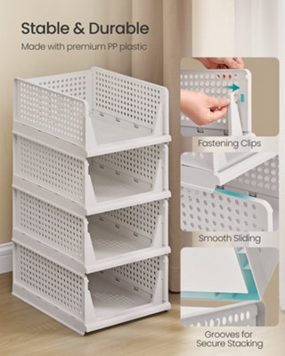 Stackable Wardrobe Storage, Foldable Closet Organiser, Set of 6 Pull ...