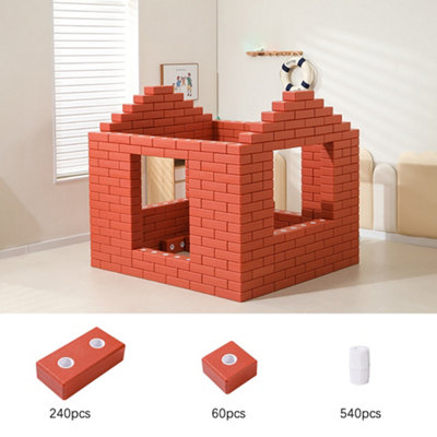 Stacking Building Blocks Toy for Kids ,50-Piece Set-Red