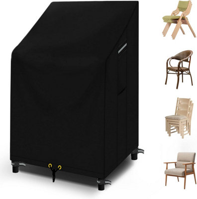 Stackable Patio Chair Cover – Waterproof Outdoor Lawn Garden Furniture Cover, Black