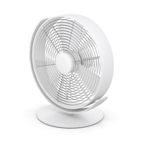 Stadler Form PORTABLE DESK fan Tim, cools quietly with variable speed control, USB cable, ideal for bedroom, office. White
