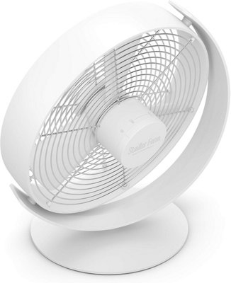 Stadler Form PORTABLE DESK fan Tim, cools quietly with variable speed control, USB cable, ideal for bedroom, office. White