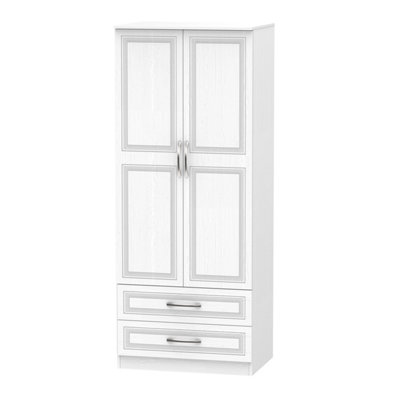 Stafford 2 Door 2 Drawer Wardrobe in Signature White (Ready Assembled)