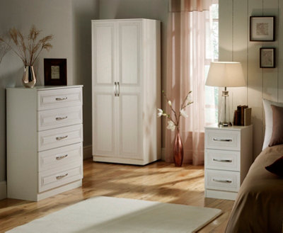 Stafford 2 Door 2 Drawer Wardrobe in Signature White (Ready Assembled)