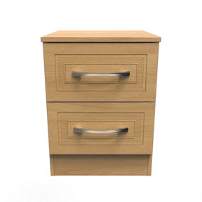 Stafford 2 Drawer Bedside Cabinet in Modern Oak (Ready Assembled)
