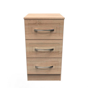 Stafford 3 Drawer Bedside Cabinet in Bardolino Oak (Ready Assembled)