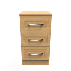 Stafford 3 Drawer Bedside Cabinet in Modern Oak (Ready Assembled)