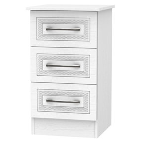 Stafford 3 Drawer Bedside Cabinet in Signature White (Ready Assembled)