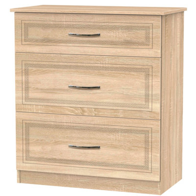 Stafford 3 Drawer Deep Chest in Bardolino Oak (Ready Assembled)