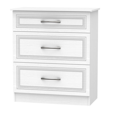 Stafford 3 Drawer Deep Chest in Signature White (Ready Assembled)