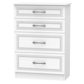 Stafford 4 Drawer Deep Chest in Signature White (Ready Assembled)