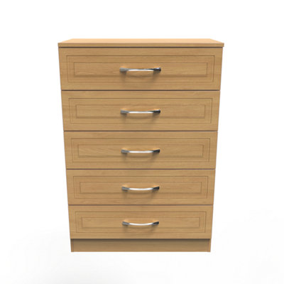 Stafford 5 Drawer Chest in Modern Oak (Ready Assembled)