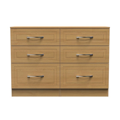 Stafford 6 Drawer Wide Chest in Modern Oak (Ready Assembled)