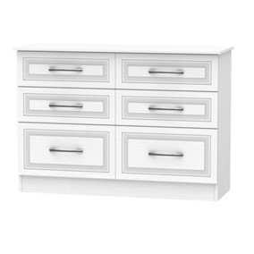 Stafford 6 Drawer Wide Chest in Signature White (Ready Assembled)