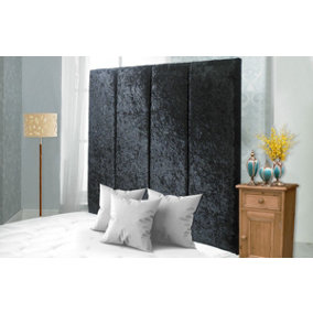 Stafford Crushed Velvet 4ft6 Double 36" Headboard -  Black