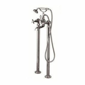STAFFORD TRADITIONAL CHROME FREESTANDING BATH SHOWER MIXER COMPLETE WITH HANDSET