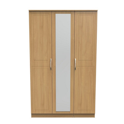 Stafford Triple Mirror Wardrobe in Modern Oak (Ready Assembled)