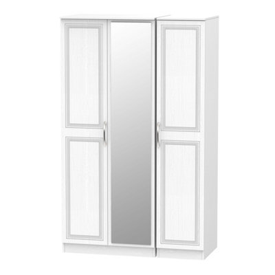 Stafford Triple Mirror Wardrobe in Signature White (Ready Assembled)