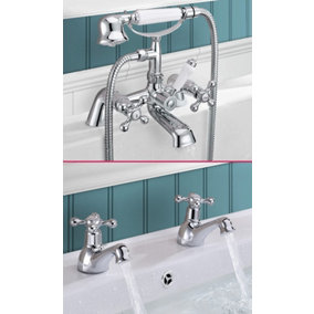 Stafford Victorian Basin Taps & Bath Shower Mixer Tap