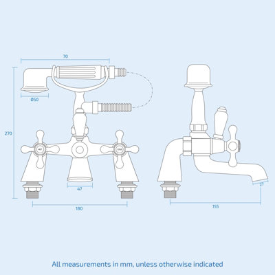 Stafford Victorian Basin Taps & Bath Shower Mixer Tap - 5