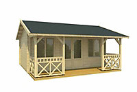 Staffordshire 1-Log Cabin, Wooden Garden Room, Timber Summerhouse, Home Office - L600 x W580 x H306 cm